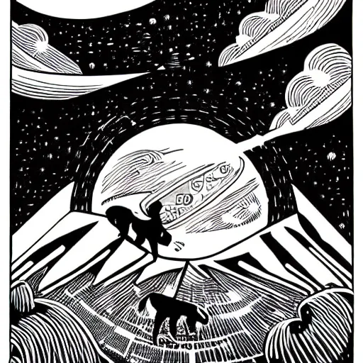 Prompt: mcbess illustration of a dog creating the universe, ultra realistic, epic, dramatic lighting