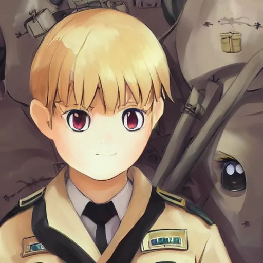 Image similar to beautiful little blonde boy in nazi uniform. made in abyss art style, inspired by kris from deltarrune, cute detailed artwork, anatomically correct, soft details, ilya kuvshinov, reflection, perfect composition, portrait, illumination, digital art, detailed anime soft face, symmetrical face, western comic, illustration, realistic, red