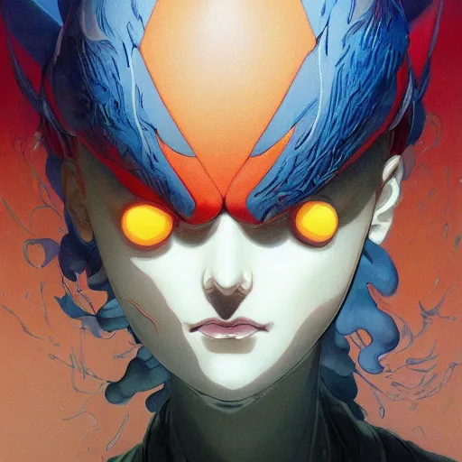 Image similar to prompt : magma character portrait soft light painted by james jean and katsuhiro otomo and erik jones, inspired by evangeleon anime, smooth face feature, intricate oil painting, high detail illustration, sharp high detail, manga and anime 1 9 9 9