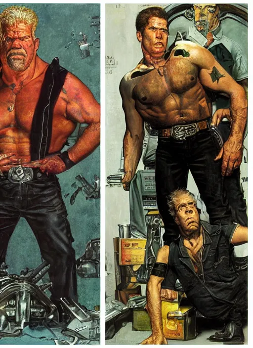 Image similar to full body and head portrait of ron perlman painted by norman rockwell and phil hale and greg staples and tom lovell and frank schoonover and jack kirby