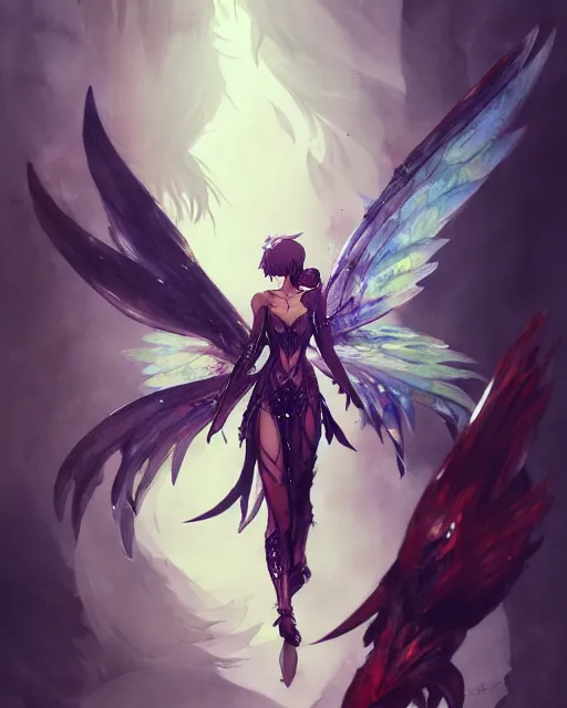 Prompt: concept art of a winged fantasy anima, final fantasy, highly detailed painting by dustin nguyen, akihiko yoshida, greg tocchini, 4 k, trending on artstation, 8 k