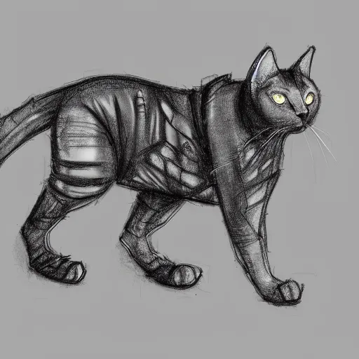 Prompt: cyberpunk cat in suit sketch side view full body - s 2 7 6 0 0 0 3 1 5 9