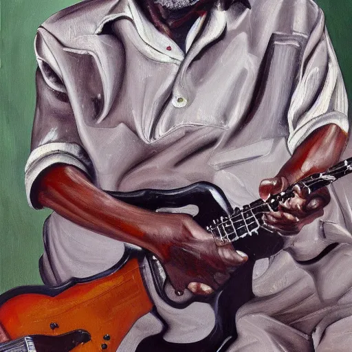 Prompt: high quality high detail painting by lucian freud, hd, portrait of bb king