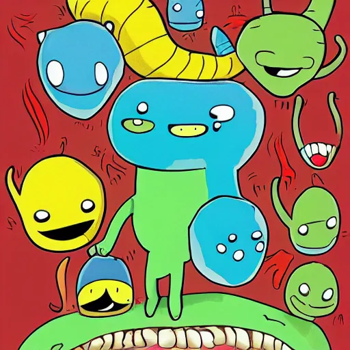 Image similar to caterpillar character, cartoon style, adventure time style