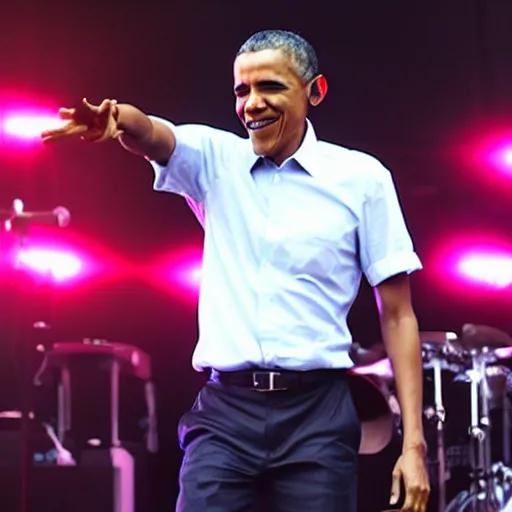 Prompt: barack obama performs at coachella, award - winning photo by pitchfork