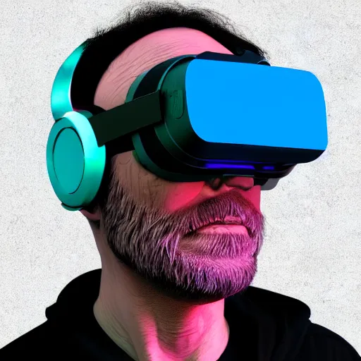Image similar to Colour Photography of 1000 years old man with highly detailed 1000 years old face wearing higly detailed cyberpunk VR Headset designed by Josan Gonzalez . in style of Josan Gonzalez. Rendered in Blender
