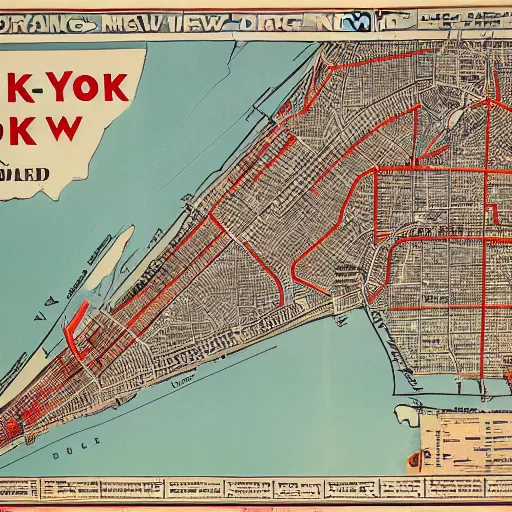 Prompt: Original 1945 map of New York highlights practice of red-lining