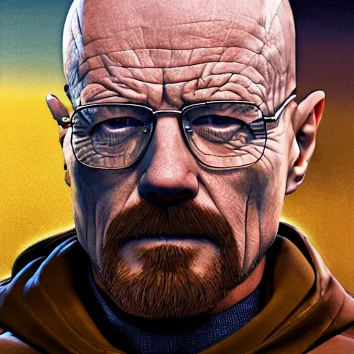 Image similar to walter white, hyper detailed, digital art, trending in artstation, cinematic lighting, studio quality, smooth render, unreal engine 5 rendered, octane rendered, art style by klimt and nixeu and ian sprigger and wlop and krenz cushart