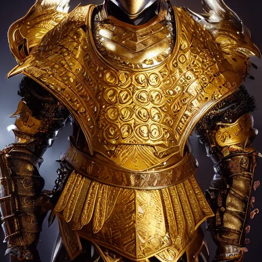 Image similar to fantasy art 4 k photo portrait of rooster kings in very detailed shiny plate armor engraved in gold ready for battle