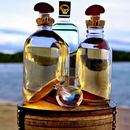 Image similar to pirateship in a bottle