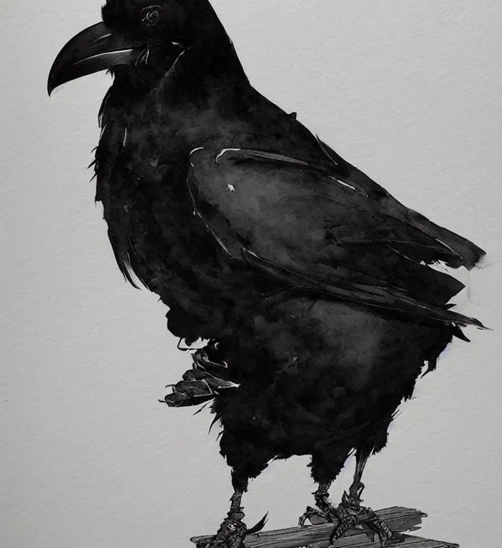 Prompt: a portrait of a raven bird, by takehiko inoue and kim jung gi and hiroya oku, masterpiece ink illustration,