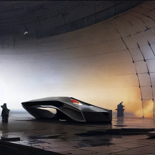 Image similar to sci-fi car and wall structure in the coronation of napoleon painting by Jacques-Louis David in the blade runner 2049 film and point cloud in the middle and everything in form of zaha hadid architects artwork by caravaggio unreal engine 5 keyshot octane lighting ultra high detail ultra hyper realism 8k 16k in plastic dark tilt shift full-length view