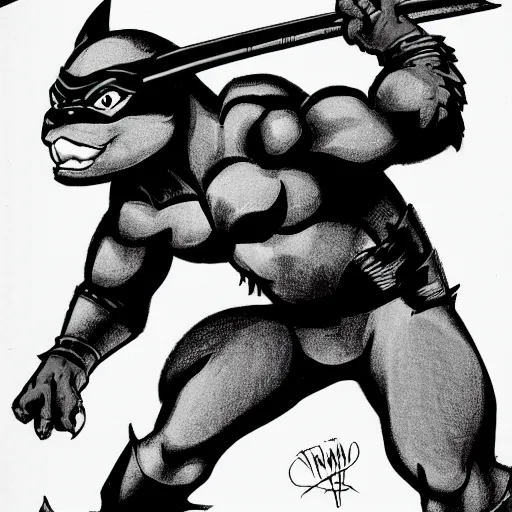 Prompt: bat drawn in the style of ninja turtles