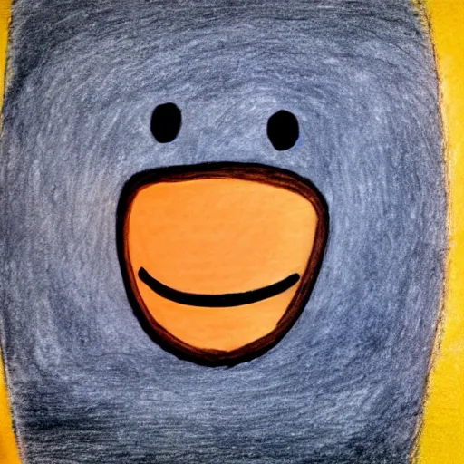 Image similar to primitive drawing of red eyed smiling emoji smiling thumb up