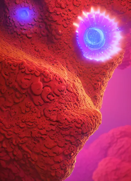 Prompt: Face of a Alien Deity, corals, plume made of fractals, extremly detailed digital painting, in the style of Beeple, mystical colors, rim light, beautiful lighting, 8k, stunning scene, raytracing, octane, trending on artstation