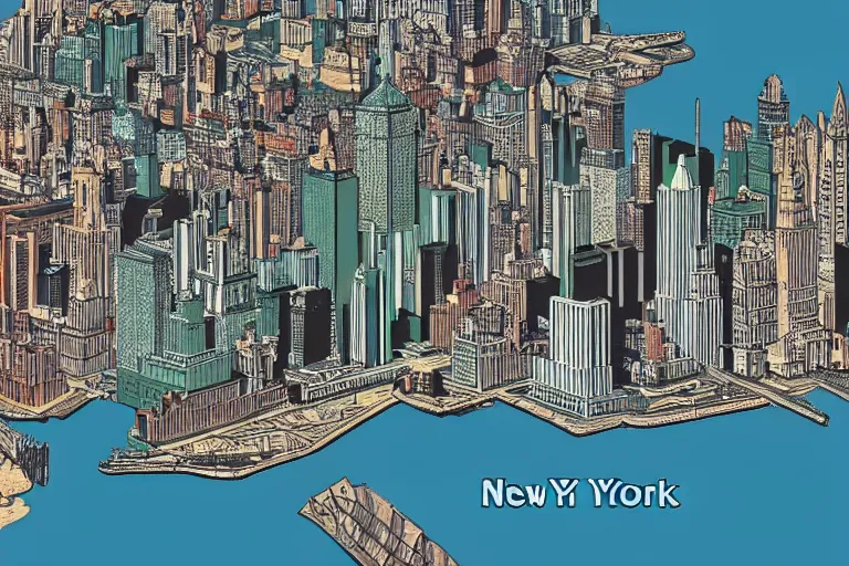 Prompt: new york in the style of 1 5 0 0 b. d