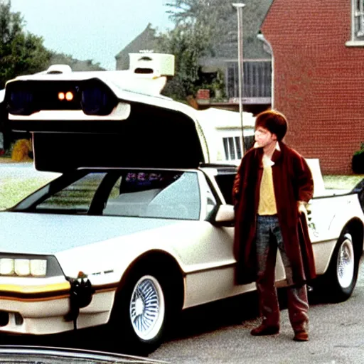 Prompt: quentin tarantino and tom holland in back to the future