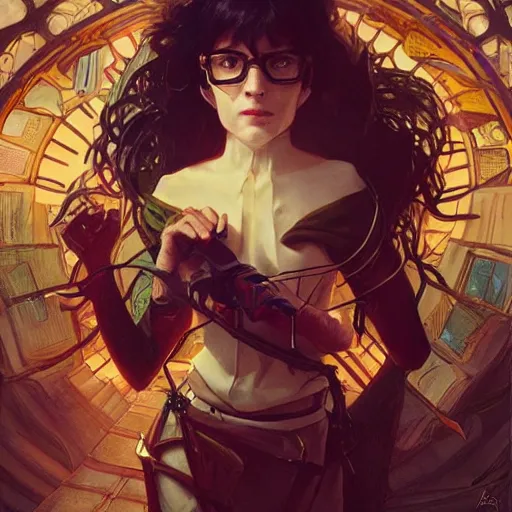 Prompt: an IT Cat who is a nerd, surrounded by Computers, D&D, fantasy, intricate, cinematic lighting, highly detailed, digital painting, artstation, concept art, smooth, sharp focus, illustration, art by Artgerm and Greg Rutkowski and Alphonse Mucha