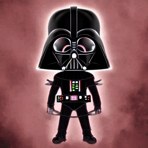 Image similar to chibi darth vader, digital art, hyper detailed, high definition