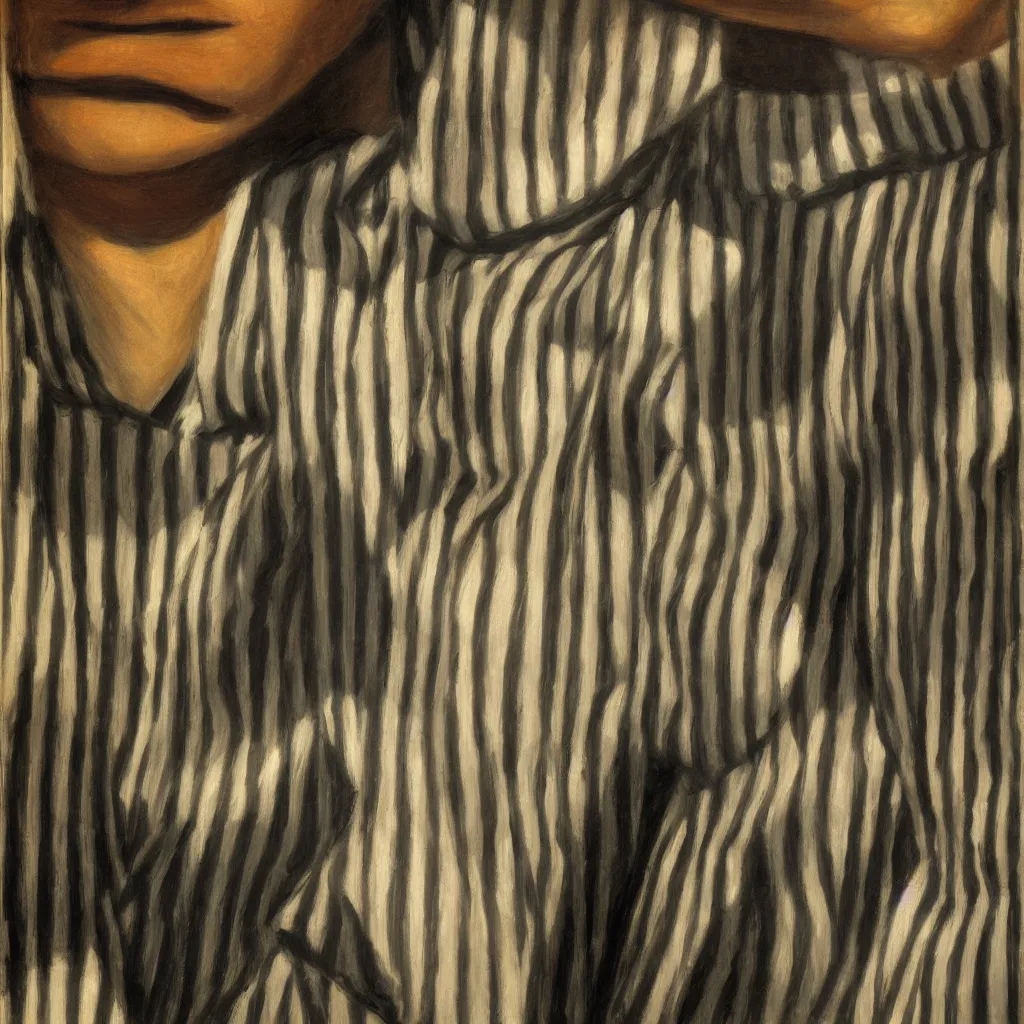 Image similar to high quality high detail painting of stripes by edward hopper, hd, portrait, dramatic lighting