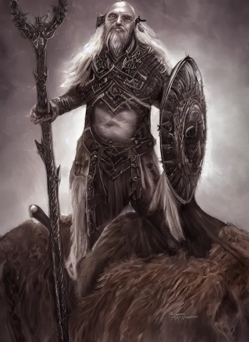 Image similar to warrior character portrait revenant old male hobbi fantasy