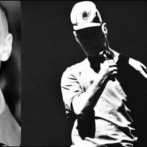 Prompt: eminem rapping against hitler