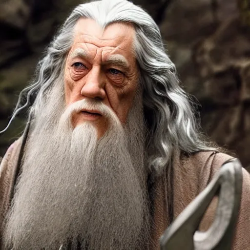 Image similar to Gandalf using the internet to look for information about the One Ring