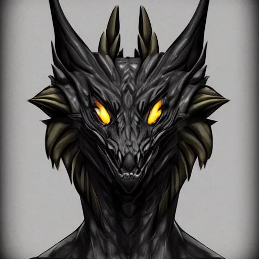 Prompt: close-up bust of an anthropomorphic dragon made of shadow and darkness; high quality, artstation, Furaffinity, deviantart