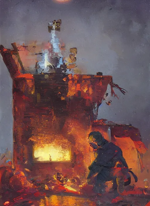 Prompt: camp fire by paul lehr