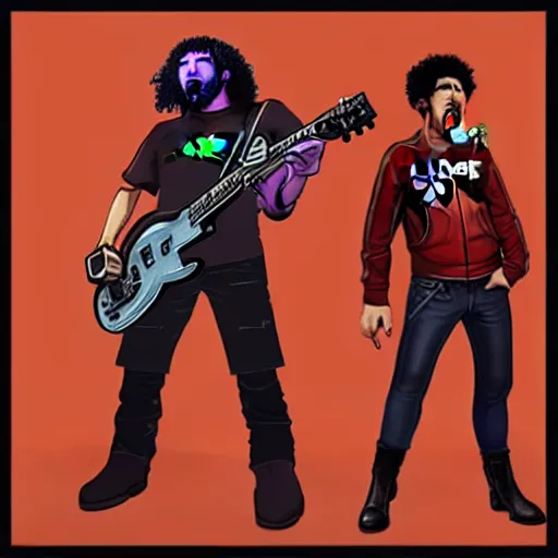 Image similar to [ rage against the machine ] band memebers in style of overwatch, artstation