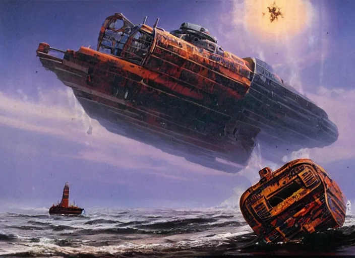 Image similar to the wreck of the hesperus, matte painting, chris foss