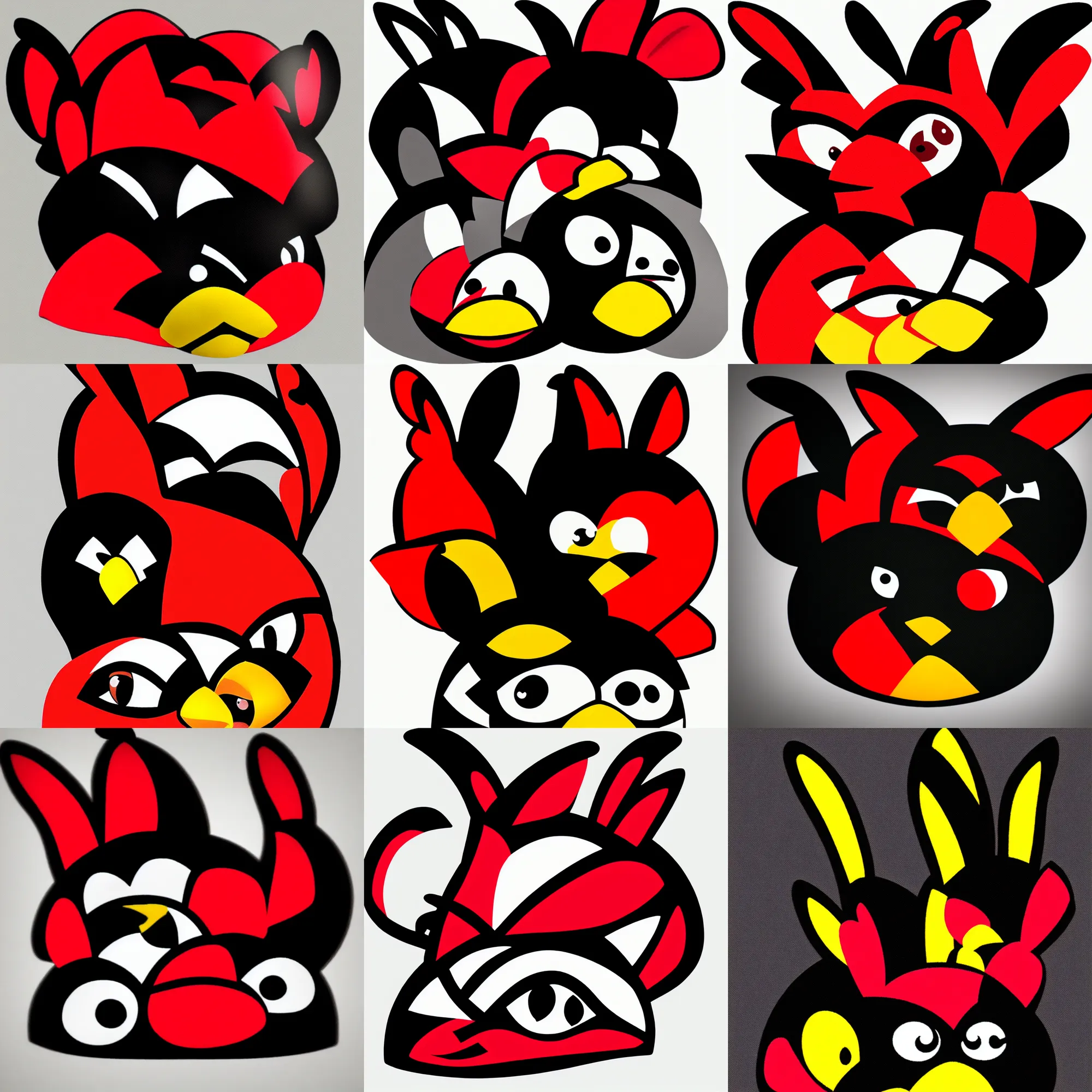 Prompt: playboy black bunny head angry birds logo