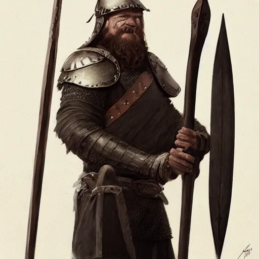 Image similar to portrait of a viking warrior with a helmet and axe hands painted black leather armor, highly detailed, digital painting, artstation, concept art, illustration, greg rutkowski, mucha,