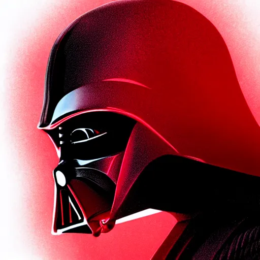 Image similar to darth vader's head coming out of a red mist, trending on artstation, profile pic, centered, accurate anatomy, highly detailed, digital art,