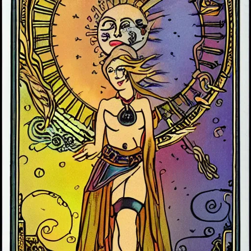 Image similar to Fantasy art depiction of the sun tarot card