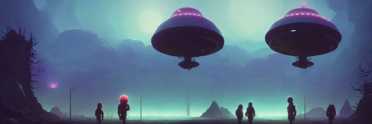 Image similar to ufo, by simon stalenhag, frank frazetta, greg rutkowski, beeple, yoko taro, christian macnevin, beeple, wlop and krenz cushart, epic fantasy character art, volumetric outdoor lighting, midday, high fantasy, cgsociety, full length, exquisite detail, post - processing, masterpiece, cinematic