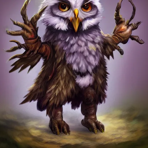 Image similar to a druid owlkin, dnd character concept art full body, magic the gathering art