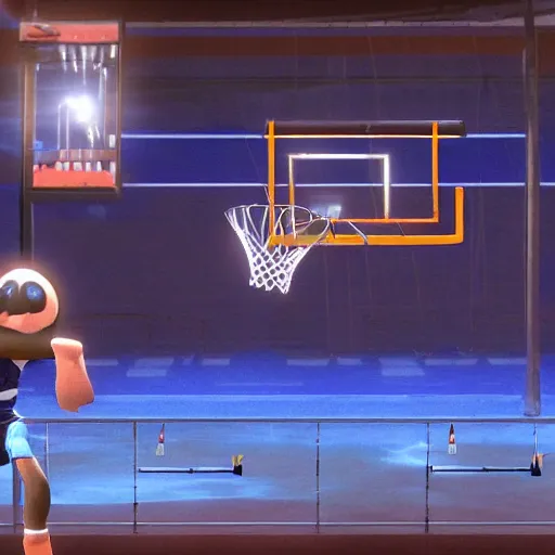 Prompt: 3 d atmospheric ps 5 video game screenshot of caveman extreme basketball