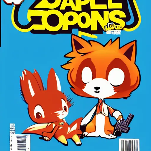 Image similar to 7 0's comic magazine cover, maple story and zootopia, maple story gun girl, fox from league of legends chibi, soft shade, soft lighting