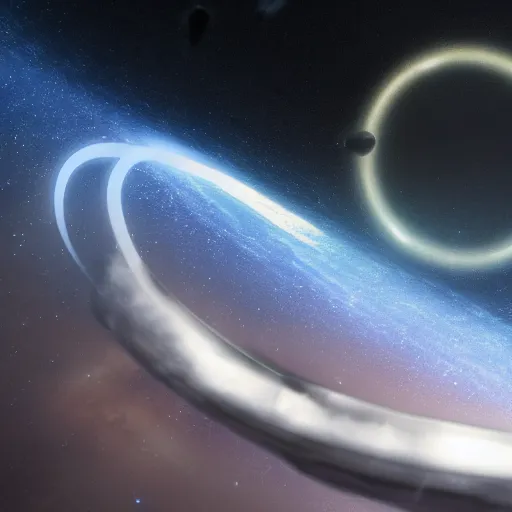 Image similar to a halo ring orbiting a galaxy, 4k resolution