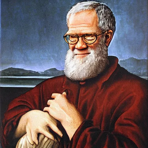 Image similar to renaissance oil painting of david letterman