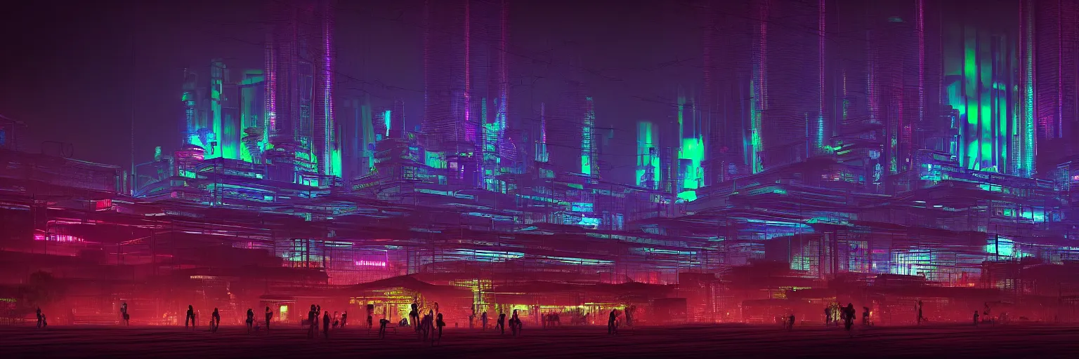 Prompt: Cyberpunk Power Plant, futuristic Phnom-Penh Cambodia, neon dark lighting