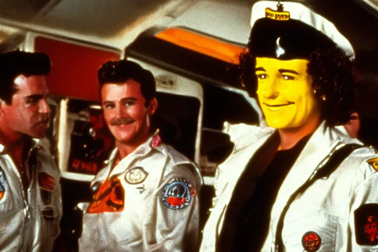 Image similar to ronald mcdonald in top gun ( 1 9 8 6 ), cinematic lighting, high contrast, 4 k hdr imax cinematography