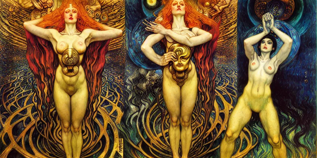 Image similar to Divine Chaos Engine by Karol Bak, Jean Delville, William Blake, Gustav Klimt, and Vincent Van Gogh, symbolist, visionary