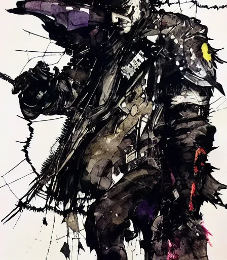 Prompt: Yoji Shinkawa's 'a raven at night', ink and colours on silk, trending on pixiv, zoomed out, monochrome, watercolour