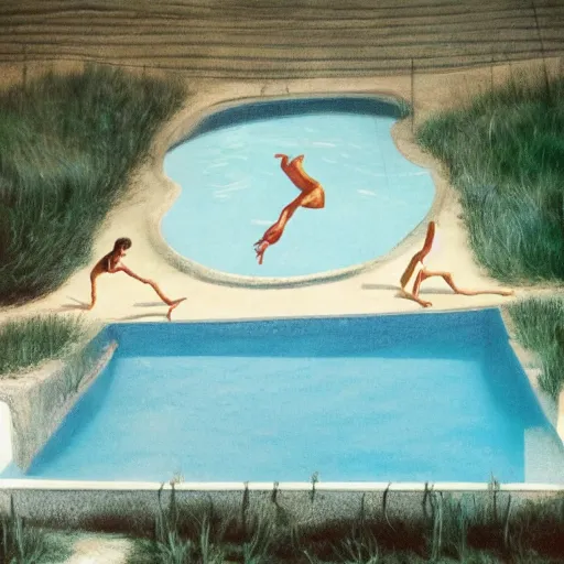 Image similar to surrealism swimming pool with nobody