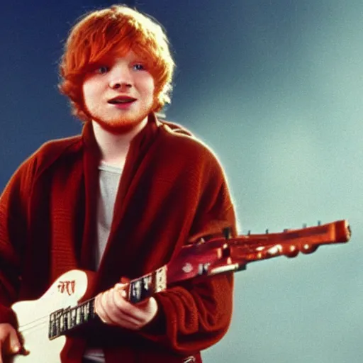 Prompt: Film still of Ed Sheeran in Star Wars (1977)