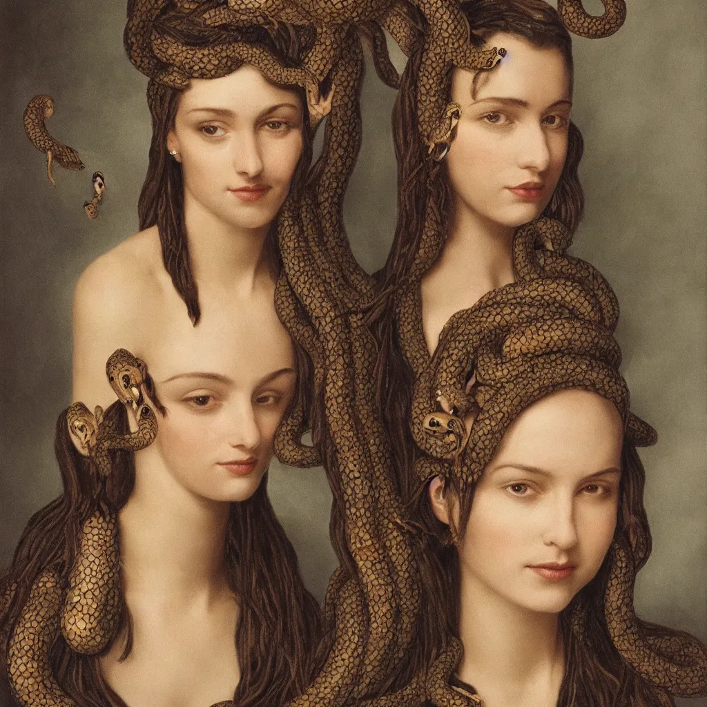 Image similar to Symmetrical portrait of a beautiful woman with snakes in her hair