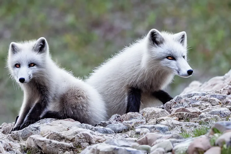 Prompt: beautiful arctic fox, XF IQ4, 150MP, 50mm, f/1.4, ISO 200, 1/160s, natural light, Adobe Photoshop, Adobe Lightroom, DxO Photolab, Corel PaintShop Pro, symmetrical balance, depth layering, polarizing filter, Sense of Depth, AI enhanced