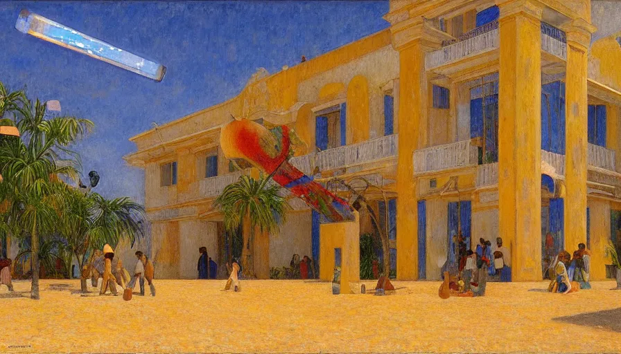 Prompt: a 1 9 9 8 brazilian nordeste building designed by jules bastien - lepage, tarsila do amaral, frank weston and gustave baumann, trending on artstation, mediterranean, palace, sharp focus, colorful refracted sparkles and lines, soft light, 8 k 4 k